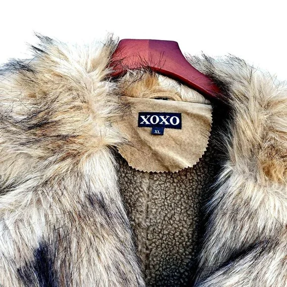 Vintage Y2K 90s Suede Coat L XL Penny Lane XOXO Faux Fur Collar - Picture 4 of 12